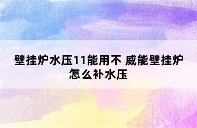 壁挂炉水压11能用不 威能壁挂炉怎么补水压